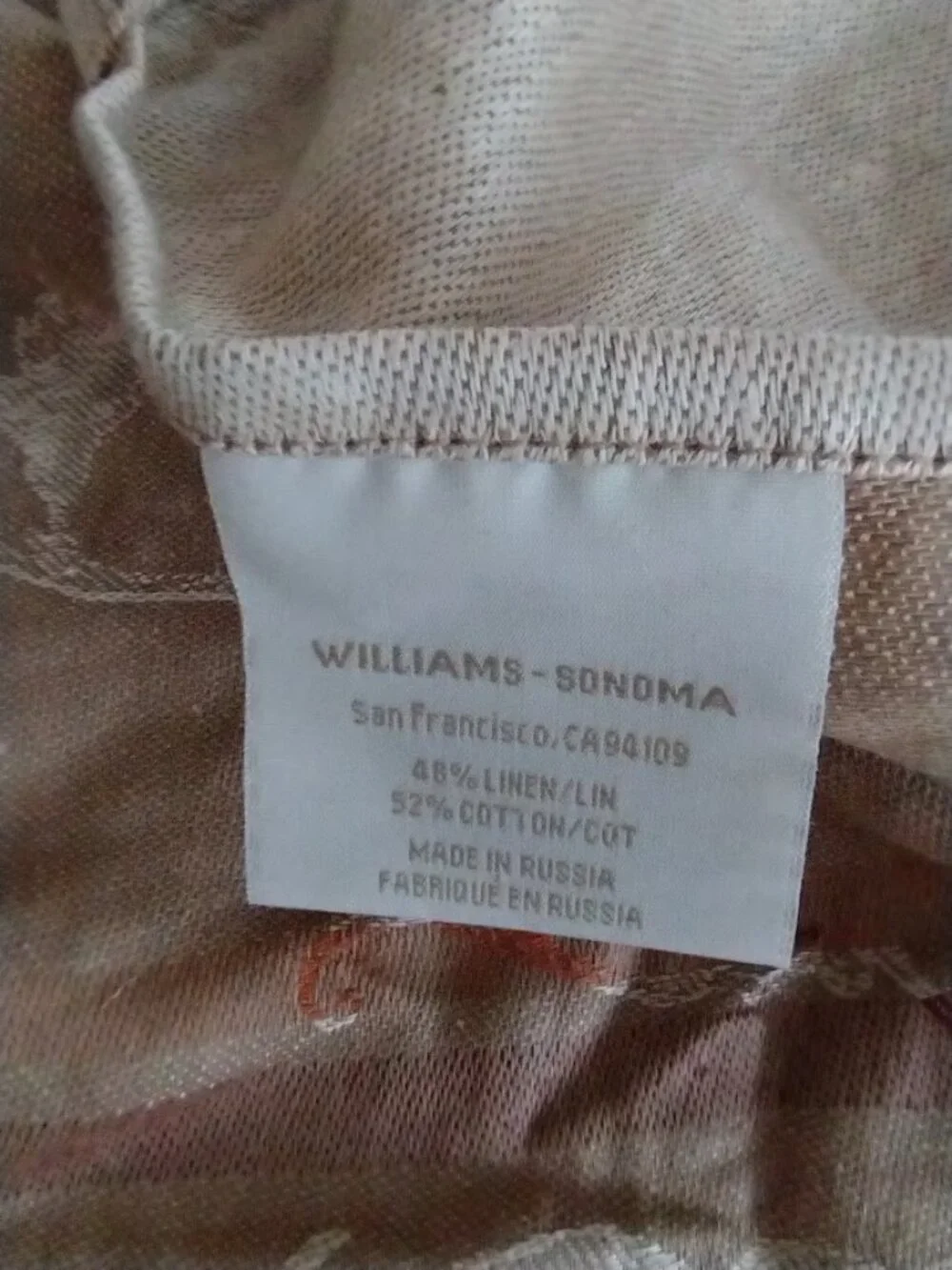 Williams Sonoma Pumpkin Jacquard Cotton Linen Apron w Adjustable Necktie